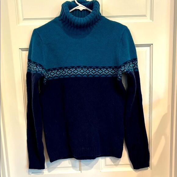 Eddie Bauer blue Nordic 100% wool turtleneck sweater size medium - Picture 2 of 9